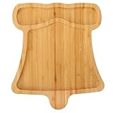 TJ POP Small Christmas Bamboo Serving Tray 9.8' × 8.7' – Bell Shape – Holiday Wooden Snack Dish for Candy, Cookies, Nuts – Rustic Christmas Party Table Decoration