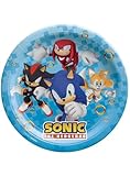 amscan Sonic The Hedgehog Round Paper Plates - 9' | Blue, Medium, Pack of 8