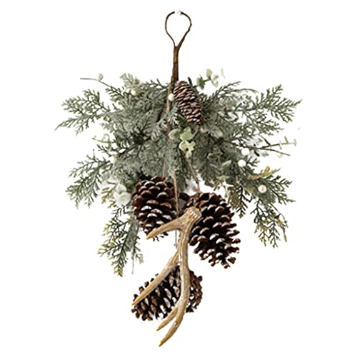 Couronne de Noël artificielle sans perte d'aiguilles pour porte et automne de luxe