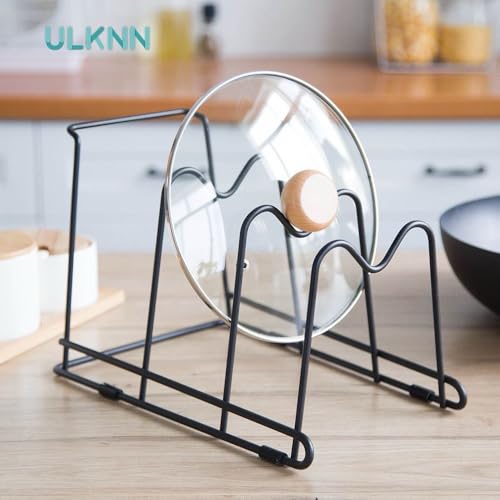 Image of Craft Expertise Black Iron 3-Slot Kitchen Organizer Rack - Pan & Tawa Stand, Lid Holder, Chopping Board and Utensil Organizer for Countertop (6.5 x 7.5 x 7.75 Inches)