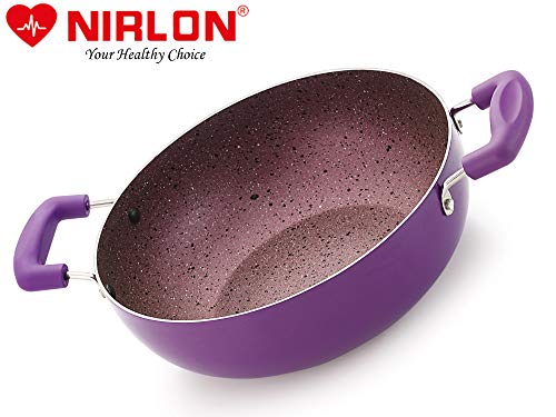 Image of Nirlon Regal Purple Aluminium Non Stick Induction Deep Kadhai