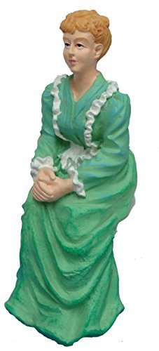 Melody Jane Dolls House People Victorian Lady in Green Sitting Resin Figure