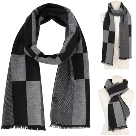 Men's Warm Knitted Plaid Cashmere Scarf Cover
