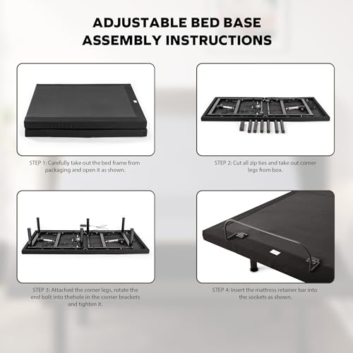 Image of MLILY EGOHOME Wireless Remote Adjustable Bed Frame Twin XL