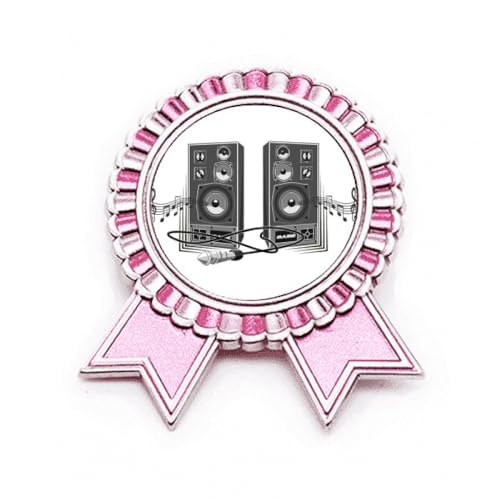 Broche haut-parleur rose en métal pour look festival