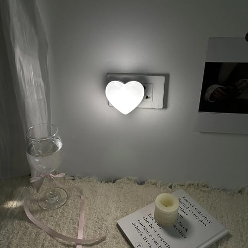 Image of Night Lights Plug into Wall - Cute Heart LED Night Light for Kids, Plug in Nightlight with Smart Auto On /Off Dusk to Dawn Sensor, Soft Warm White Lamp for Bedroom Nursery Living Room Bathroom Hallway