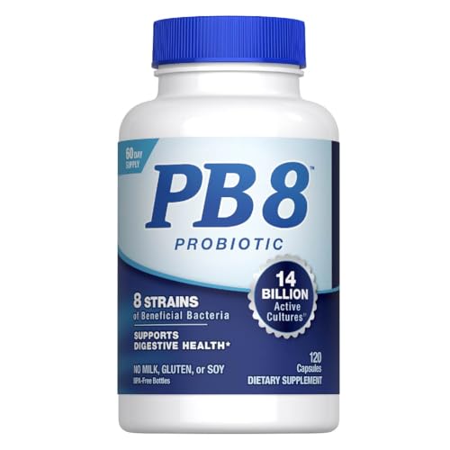 PB8 Probiotic | 14 Billion CFU | 120 Capsules | 8 Strains | for Women and Men | Gluten Soy and Milk Free Supplement