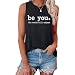 Deyaidy Graphic Funny Tank Tops for Women Be You The World Will Adjust Tshirt Positive Inspirational Shirts Sleeveless Tees(Deep Gray,M)