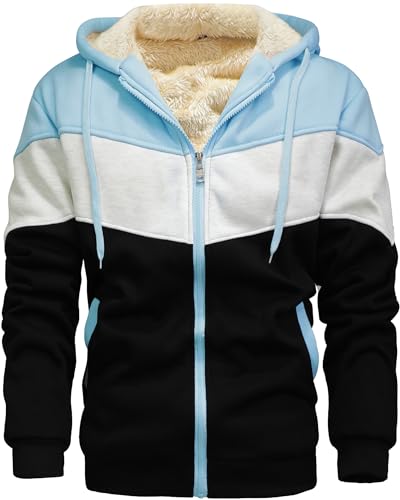 Men's Winter Fleece Thermal Jackets for Men Sherpa Lined Hoodies Warm Thick Jacket Outerwear