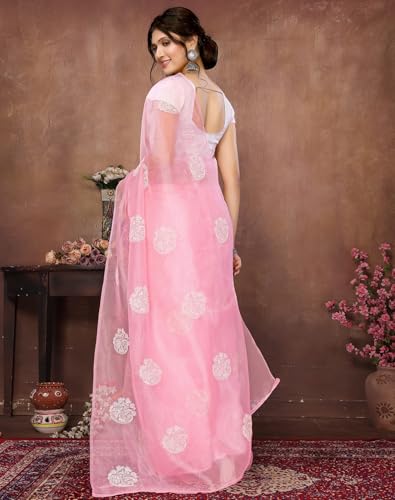 Yashika-Womens-Woven-Printed-Organza-Saree-with-Blouse-Material-AZ-YS-P1-PRMISHA-ParentPink