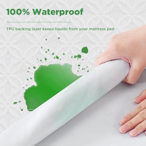 Bamboo Waterproof Mattress Protector King Size, Bed Cover with 78"x80" +18 Inch Pocket, All-Season Bed Protection — view 2