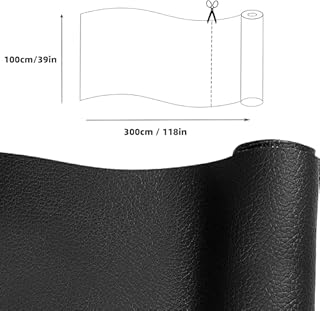 Pelle adesiva per riparazioni100 cm x 300 cm, Foneso Toppa autoadesiva in pelle per riparazione e restauro di divano, borsa, giacca, seggiolino auto e mobili in pelle