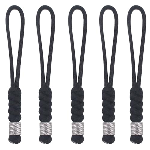 5 Pack Knife Lanyard Zipper Pull with Steel Beads 4.5