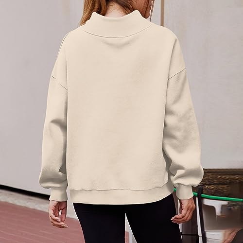 Mock Neck Sweatshirt Women Turtleneck Oversized Sweatshirts Plain Casual Long Sleeve Pullover Tops 2025 Fall Outfits3