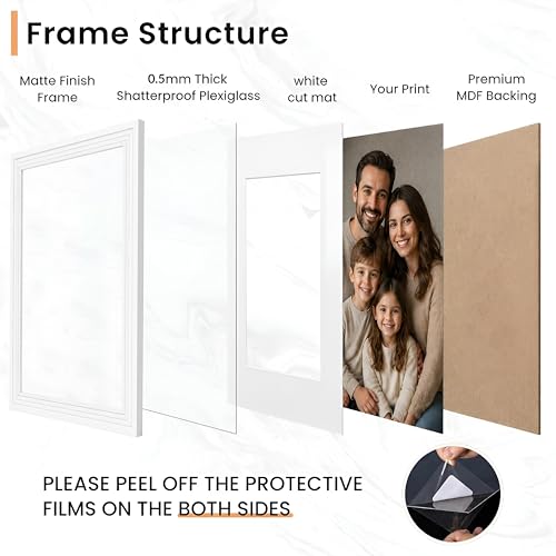 Image of Art Street Luxury Photo Frame for living room, Modern Step Design Photo Frames for Photograph, Art Work, Kids Room Set of 4 (10x10 Inch, White)