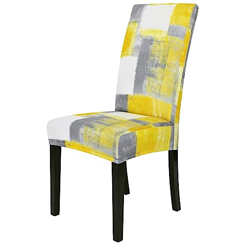 Gibelle Chair Covers for Dining Room Set of 4, Spandex Stretch Dining Room Chair Cover, Removable Washable Kitchen Parsons Chair Covers Seat Slipcovers, Yellow
