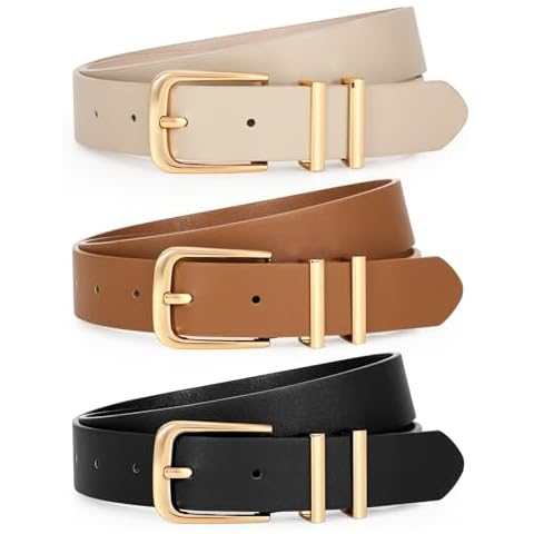 WERFORU Women's Leather Belts 3 Pack Cover