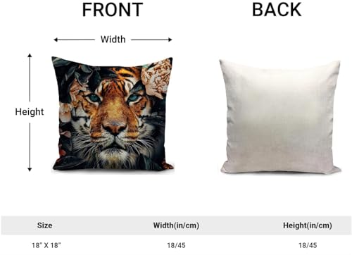HUASHUZI Tiger Cushion Cover Decorations Pillow Cover Tiger Gifts Ornaments Home Decor for Livingroom Couch Sofa Throw Case 18"x18"(45x45cm) - Image 2
