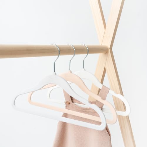 3 Sprouts Velvet Baby Hangers - Non-Slip Hangers for Infant and Toddler Clothes - Slim Space-Saving Design with Nordic Colors for Nursery - 30 Pack - Assorted Cream, Grey, Hazelnut by 3 Sprouts - Image 6