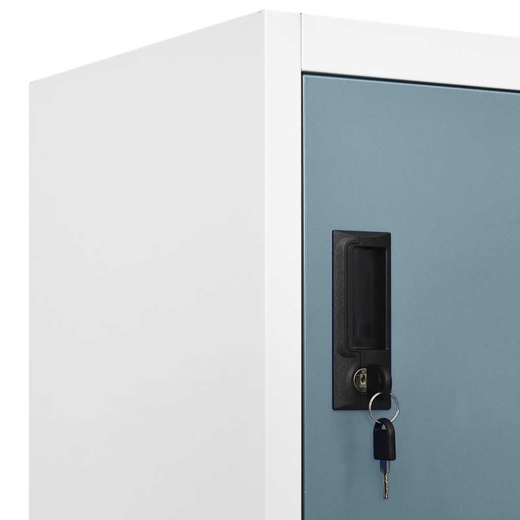 Brokky Taquillas metalicas Taquillas Vestuario 15 Puertas con Llave para Colegios y Oficinas-Gris Claro y Gris Oscuro-con 15 cerraduras