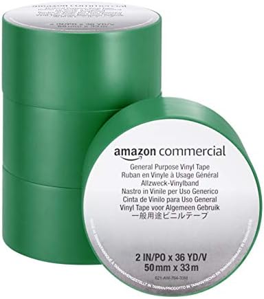 Amazon Commercial All Purpose Adhesive Vinyl Tape  Strong Hold, 0.13 mm x 50 mm x 33 m, Orange, Pack of 4