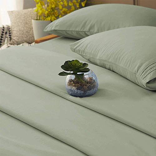 SONORO KATE Bed Sheet Set Super Soft Microfiber 1800 Thread Count Luxury Egyptian Sheets 16-Inch Deep Pocket，Wrinkle and Hypoallergenic-4 Piece (Sage, California King) by SONORO KATE - Image 3