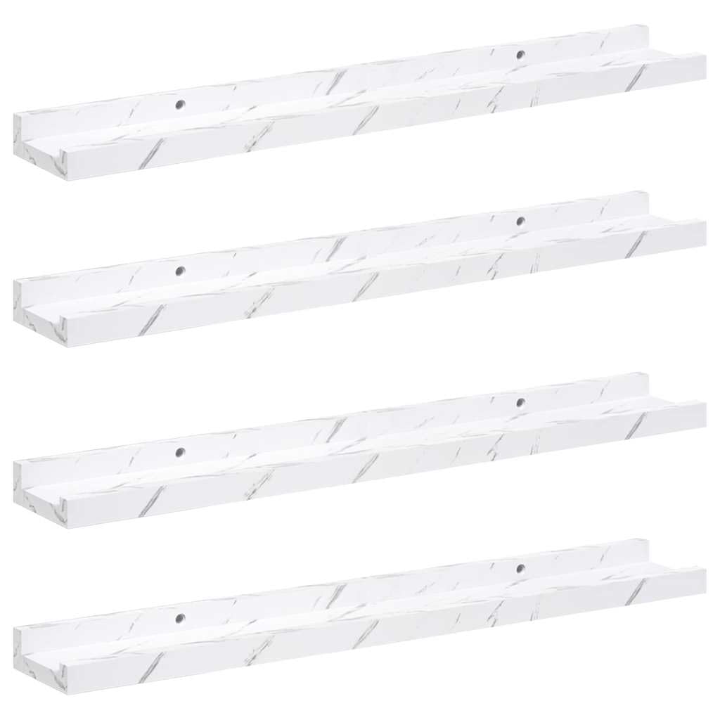 Lot de 4 étagères murales marbre blanc pour désencombrer le sol