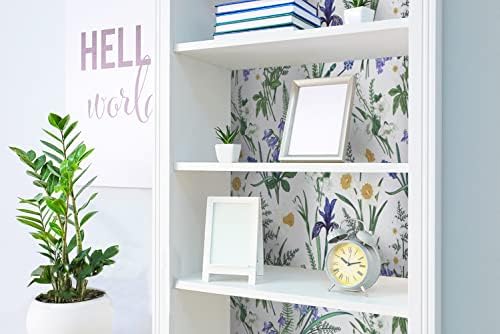 Timeet Self Adhesive Wallpaper White Flower Contact Paper 39cm X 3m Sticky White Plastic Roll PVC Peel and Stick Wallpaper Vinyl Film Waterproof for Shelf Bathroom Wall