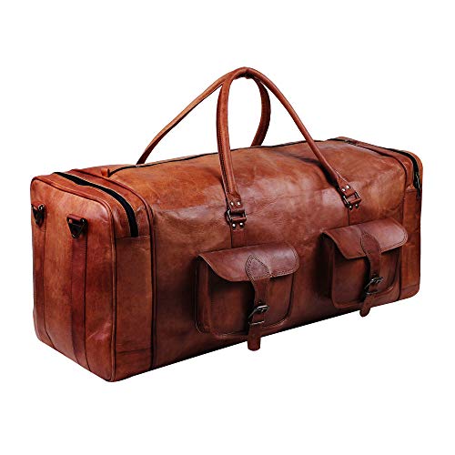 Large Leather Duffle Bags for Men & Women - 30 Inch Oversized Travel Weekender Bag