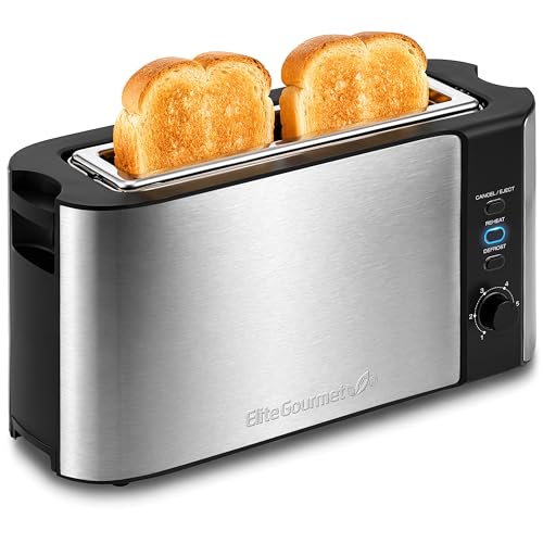 Elite Gourmet ECT3200 2-Slice, 1 Long Slot, Slim Toaster, Reheat, 6 Toast Settings