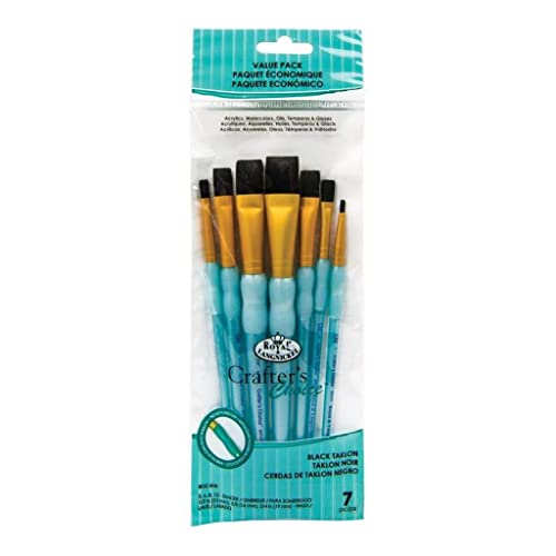 Royal Brush Crafter's Choice Black Taklon Shader Brush Variety Set-7/Pkg, Small to Medium