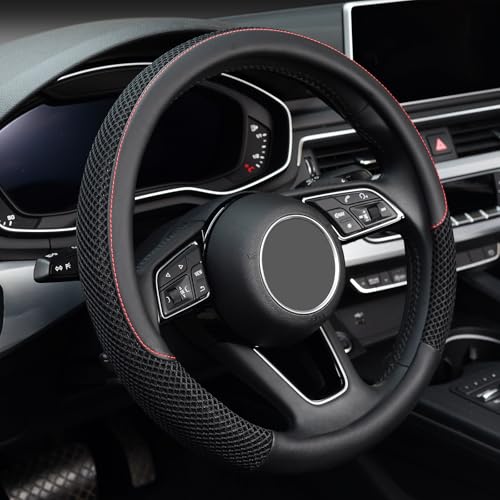 KAFEEK Steering Wheel Cover, Universal 15 inch, Microfiber Leather Viscose,...
