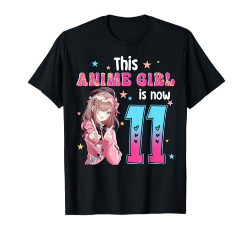 Kawaii Gifts Anime Girl 11 Years Old Girl 11th Birthday Kids T-Shirt