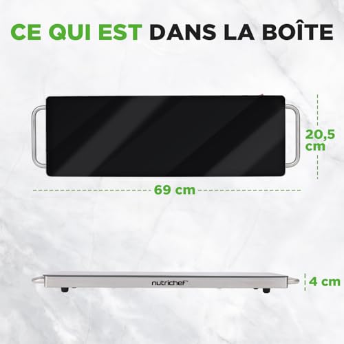 Plaque électrique 57x17 cm avec surface en verre pour garde-aliments - 8