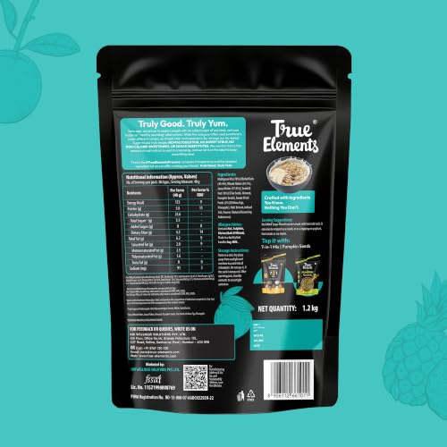 Image of True Elements Muesli Sugar Free 1.2 kg - 100% Wholegrain Muesli | No Added Sugar | Diet Food for Weight Management | Healthy and Quick Breakfast | Millet Muesli - 18% Jowar | HIgh Protein