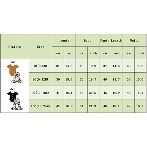 Infant Baby Girl Summer Clothes Sets Short Sleeve Off Shoulder Romper Top +Cow Floral Leopard Flare Pants (03-Black Cow, 18-24 Months) #TOP5