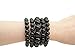 BA UNIQUE FASHION Women's Faux Pearl Stretch Bracelet 5 PCS Set (Black)