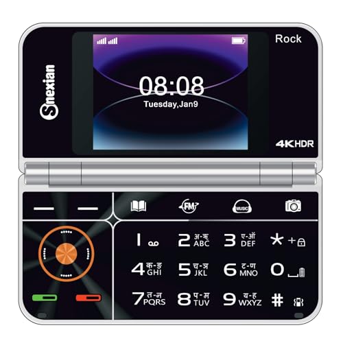 Image of Snexian All-New Rock FOLD MINI Dual Display |Keypad Mobile| with 2.8 inch and 2.4 inch Big Display |Flip|Fold|BT Dialer| Voice Changer |Auto Call Recording|Big Battery| FM |Camera| Feature Phone | Silver