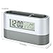 Jwthee Desktop Pencil Cup, LCD Electronic Clock Pen Holder Lcd Electronic Clock Perpetual Calendar Clock Multifunctional Desk Clock Calendar Stationery Organizer for Office and Home