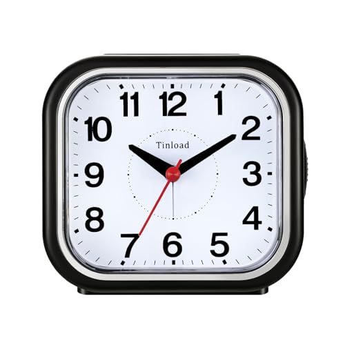 4.5 No Ticking Analog Alarm Clock,Silent Readable for Seniors, Gentle Wake, Beep Sounds, Snooze, Battery Operated and Light Functions, Easy Set