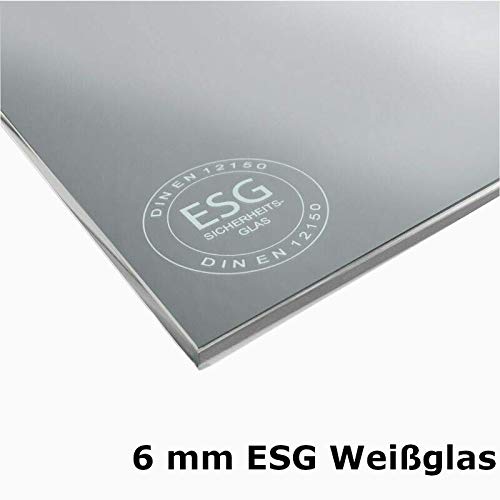 Preisvergleich Produktbild ESG (Einscheibensicherheitsglas) Eckig - Weißglas / Klargals 100% Transparent - - 6mm Stärke (Dicke) - - Glasplatte / Tischplatte / Glasscheibe / Kaminplatte / Kaminglas nach Maß - - Sonderanfertigung möglich