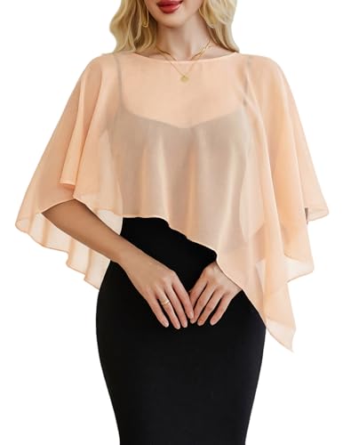 Avidlove Lightweight Batwing Sleeve Cover Up Sheer Chiffon Capelet & Shawl for Evening Dresses Weddings Prom with Irregular Hem
