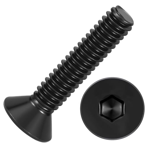 Kozelo 25Pcs Flat Head Socket Cap Screws - [1/4" x20x1-1/4], Carbon Steel Countersunk Bolts, Black, for Automotive, Furniture Repair, Industrial Equipment & Temporary Fixes