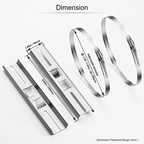 Qilipsu Pole Mounting Kits, 304 Stainless 250X48Mm Brackets With Adjustable 50-200Mm Clamp For Outdoor Waterproof Junction Box, Plastic Electrical Enclosure Project Box (9.8"X1.9") #TOP2