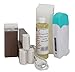 Epilwax Completa Kit Depilazione con Cera de chocolate - Incluye 4 Cartuchos de Cera Roll On Recambiables, Calentador De Cera Roll On, 100 Tiras y Aceite de Depilación