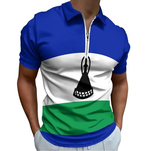 Polo homme grande taille bleu anti-transpiration avec col en V élégant