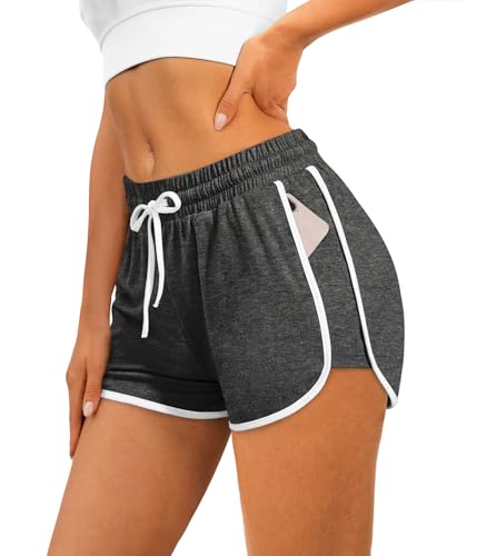 WIHOLL Women's Shorts Athletic Running Shorts Casual Summer Shorts for Women Trendy Dark Gray L