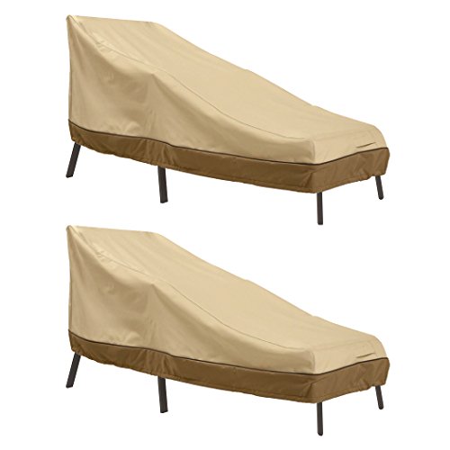 Classic Accessories Veranda Water-Resistant 66 Inch Patio Chaise Lounge Cover, 2 Pack, Patio Furniture Covers
