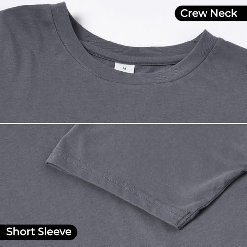 Cotton King Mens Cotton Blend Crew Neck T-Shirt Soft Athletic Fit T Shirts for Men Short Sleeve Solid Casual Tee - Charcoal - (M)