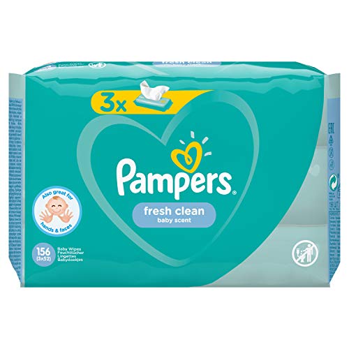 Pampers Fresh Clean 81688041 Lingettes humides pour bébé 52 pièces (Wet Baby Wipe, Sac en plastique, Girl/Boy, Turquoise, Blanc, Allemagne, 896,7 g)
